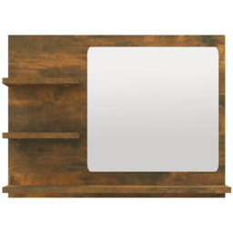vidaXL 3 Shelf Smoked Oak Wall Mounted Bathroom Mirror - Size: 45 x 60 x 10.5cm - Brown - Wilko - thumbnail 3