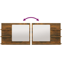 vidaXL 3 Shelf Smoked Oak Wall Mounted Bathroom Mirror - Size: 45 x 60 x 10.5cm - Brown - Wilko - thumbnail 6