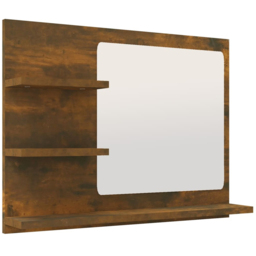 vidaXL 3 Shelf Smoked Oak Wall Mounted Bathroom Mirror - Size: 45 x 60 x 10.5cm - Brown - Wilko - thumbnail 1