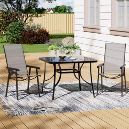 Living and Home Foldable 2 Seater Black Tempered Glass Patio Set - Wilko - thumbnail 1