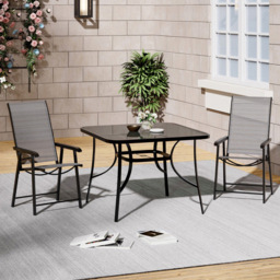 Living and Home Foldable 2 Seater Black Tempered Glass Patio Set - Wilko - thumbnail 6