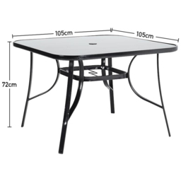 Living and Home Foldable 2 Seater Black Tempered Glass Patio Set - Wilko - thumbnail 7
