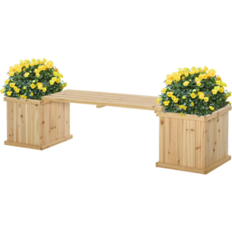 Outsunny Natural Garden Raised Bed Duo Planter - Size: 2 Seater - Brown - Wilko