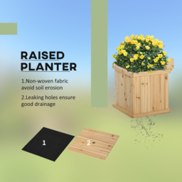 Outsunny Natural Garden Raised Bed Duo Planter - Size: 2 Seater - Brown - Wilko - thumbnail 6