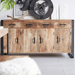 Brooklyn Carnaby 4 Door 4 Drawer Industrial Extra Large Sideboard - Brown - Wilko