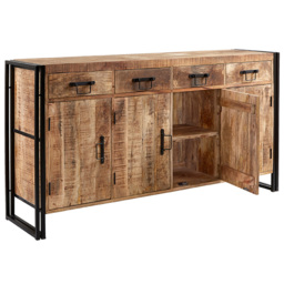 Brooklyn Carnaby 4 Door 4 Drawer Industrial Extra Large Sideboard - Brown - Wilko - thumbnail 3