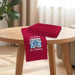 Noel Square Xmas I'll Be Home Red Hand Towel 2 Pack - Size: 66 x 41 x 1cm - Wilko - thumbnail 3