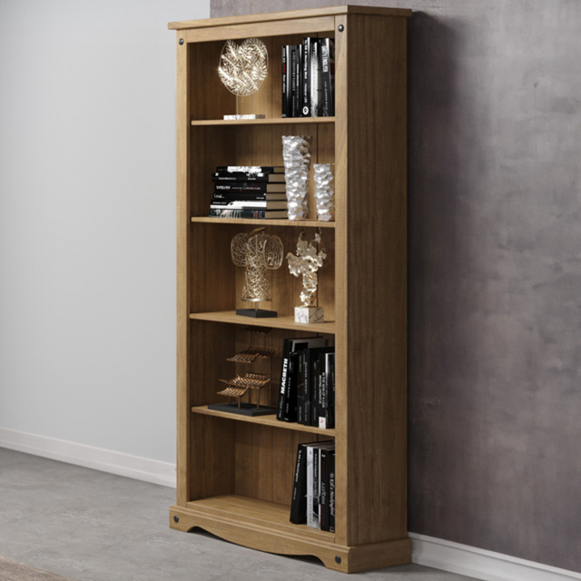 Core Products Corona 5 Shelf Antique Pine Tall Bookcase - Brown - Wilko - image 1