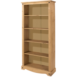 Core Products Corona 5 Shelf Antique Pine Tall Bookcase - Brown - Wilko - thumbnail 3