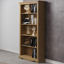 Core Products Corona 5 Shelf Antique Pine Tall Bookcase - Brown - Wilko