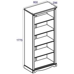 Core Products Corona 5 Shelf Antique Pine Tall Bookcase - Brown - Wilko - thumbnail 6
