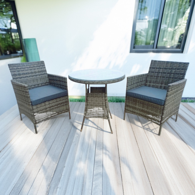 Outdoor Living Amazon 2 Seater Grey Wicker Rattan Natural Bistro Set - Wilko - image 1