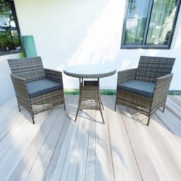 Outdoor Living Amazon 2 Seater Grey Wicker Rattan Natural Bistro Set - Wilko