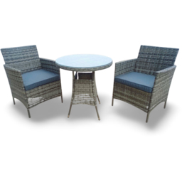 Outdoor Living Amazon 2 Seater Grey Wicker Rattan Natural Bistro Set - Wilko - thumbnail 3