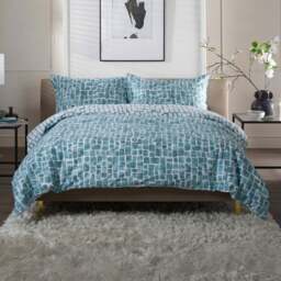The Lyndon Company Tulle Double Duck Egg Reversible Duvet Set - Blue - Wilko - thumbnail 1