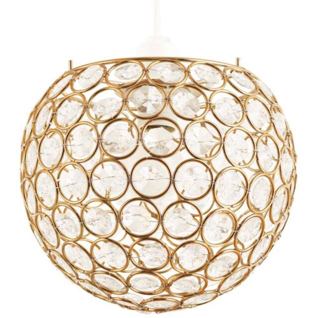 Happy Homewares Round Gold Globe Small Clear Acrylic Beads Pendant Shade - Size: 18 x 18 x 18cm - Wilko - image 1