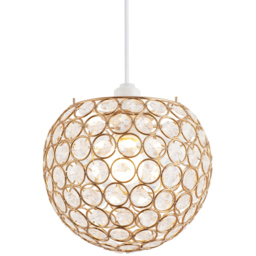 Happy Homewares Round Gold Globe Small Clear Acrylic Beads Pendant Shade - Size: 18 x 18 x 18cm - Wilko - thumbnail 4
