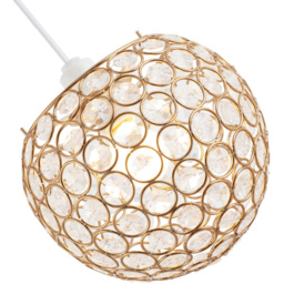 Happy Homewares Round Gold Globe Small Clear Acrylic Beads Pendant Shade - Size: 18 x 18 x 18cm - Wilko - thumbnail 6
