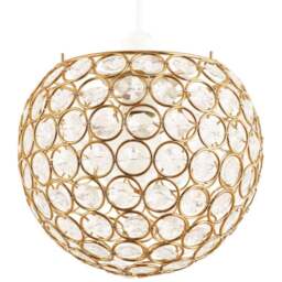 Happy Homewares Round Gold Globe Small Clear Acrylic Beads Pendant Shade - Size: 18 x 18 x 18cm - Wilko - thumbnail 1