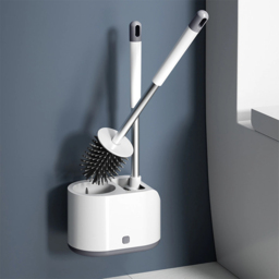 Living and Home Silicone and Nylon Toilet Bowl Cleaning Brush Set - Size: 42.5 x 18.5 x 12cm - White - Wilko - thumbnail 3