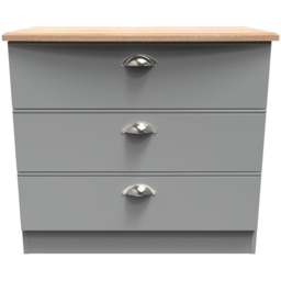 Crowndale Victoria 3 Drawer Dusk Grey and Oak Chest of Drawer - Wilko - thumbnail 3