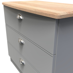 Crowndale Victoria 3 Drawer Dusk Grey and Oak Chest of Drawer - Wilko - thumbnail 7