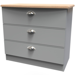 Crowndale Victoria 3 Drawer Dusk Grey and Oak Chest of Drawer - Wilko - thumbnail 5