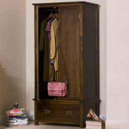 Core Products Boston 2 Door Single Drawer Wardrobe - Size: 2 Door, Single Drawer - Brown - Wilko