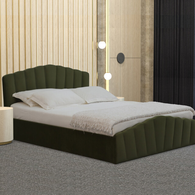 Lottie Ottoman Bed - Green/Double - Wilko - image 1