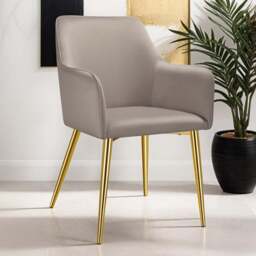 tectake Avane Set of 6 Taupe Velvet Look Padded Dining Chair - Grey - Wilko