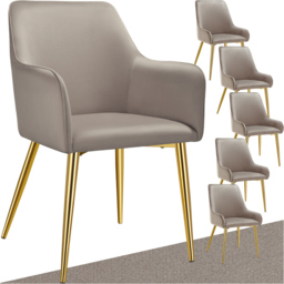 tectake Avane Set of 6 Taupe Velvet Look Padded Dining Chair - Grey - Wilko - thumbnail 3
