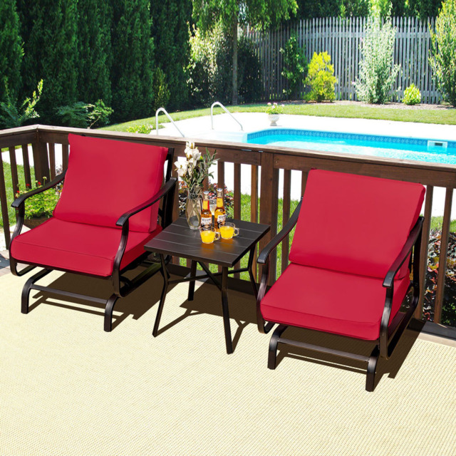 Costway 2 Seater Garden Bistro Set with Cushion Red - Size: 74 x 66 x 58cm - Wilko - image 1