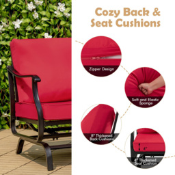 Costway 2 Seater Garden Bistro Set with Cushion Red - Size: 74 x 66 x 58cm - Wilko - thumbnail 6