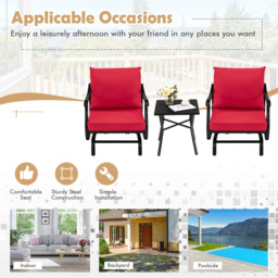 Costway 2 Seater Garden Bistro Set with Cushion Red - Size: 74 x 66 x 58cm - Wilko - thumbnail 5