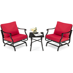 Costway 2 Seater Garden Bistro Set with Cushion Red - Size: 74 x 66 x 58cm - Wilko - thumbnail 3