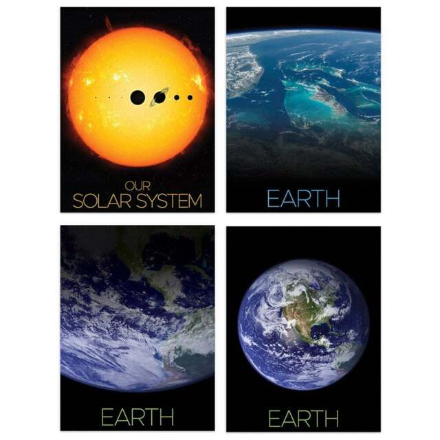 Artery8 NASA Solar System Images from Space Blue Marble Wall Art Print 30 x 41cm 4 Pack - Size: 40.5 x 30.5 x 0.3cm - Multi - Wilko - image 1