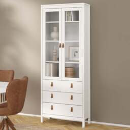 Florence Barcelona 2 Door 3 Drawer White Display Cabinet - Size: 32 x 77 x 199cm - Wilko