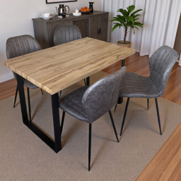Indoor Living Colorado 4 Seater Grey Jaydn Leather Dining Table Set - Wilko - thumbnail 1