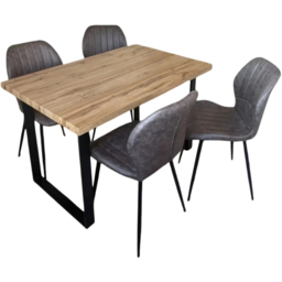 Indoor Living Colorado 4 Seater Grey Jaydn Leather Dining Table Set - Wilko - thumbnail 3