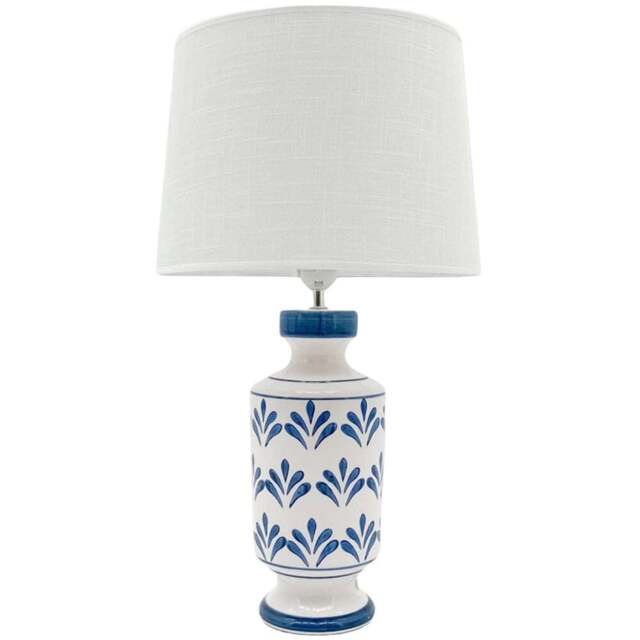 Acacia Home Fabric Shade Blue and White Ceramic Lamp 58cm - Size: 58 x 32 x 32cm - Wilko - image 1