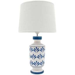 Acacia Home Fabric Shade Blue and White Ceramic Lamp 58cm - Size: 58 x 32 x 32cm - Wilko - thumbnail 1