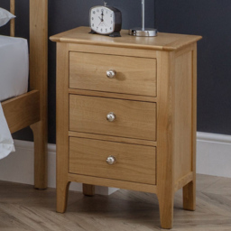 Julian Bowen Cotswold 3 Drawer Natural Bedside Table - Brown - Wilko