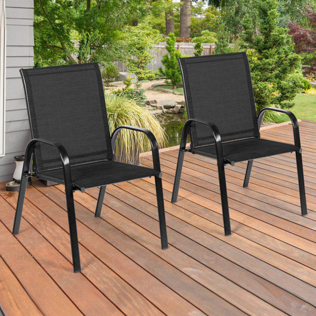 Costway Set of 2 Black Steel Garden Chairs - Size: 2 Seater - Wilko - image 1