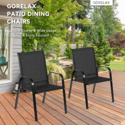 Costway Set of 2 Black Steel Garden Chairs - Size: 2 Seater - Wilko - thumbnail 6