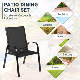 Costway Set of 2 Black Steel Garden Chairs - Size: 2 Seater - Wilko - thumbnail 7