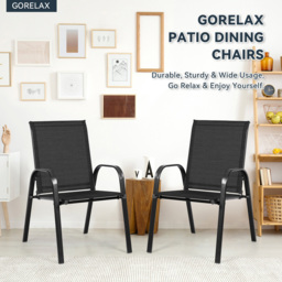 Costway Set of 2 Black Steel Garden Chairs - Size: 2 Seater - Wilko - thumbnail 5