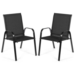 Costway Set of 2 Black Steel Garden Chairs - Size: 2 Seater - Wilko - thumbnail 3