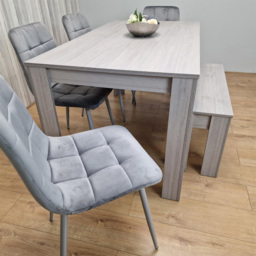 Portland 6 Seater Velvet Dining Bench Set Grey - Wilko - thumbnail 4