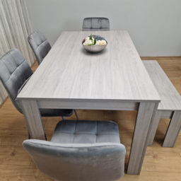Portland 6 Seater Velvet Dining Bench Set Grey - Wilko - thumbnail 5
