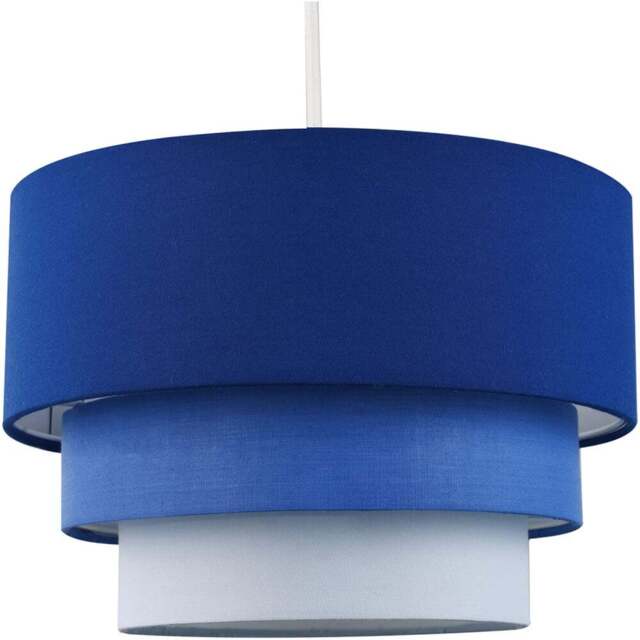 Happy Homewares 3 Tier Round Midnight Blue Cotton Fabric Pendant Shade - Size: 20 x 30 x 30cm - Wilko - image 1